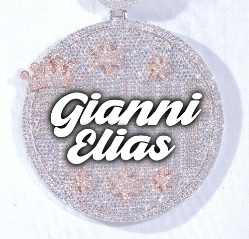 CUSTOM LETTER NECKLACE 3D BIG CROWN DISC