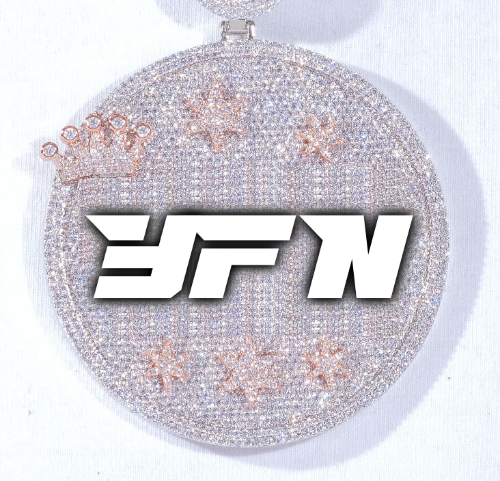 CUSTOM LETTER NECKLACE 3D BIG CROWN DISC