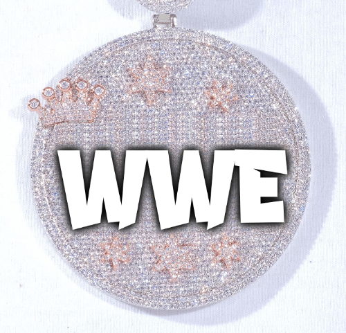 CUSTOM LETTER NECKLACE 3D BIG CROWN DISC