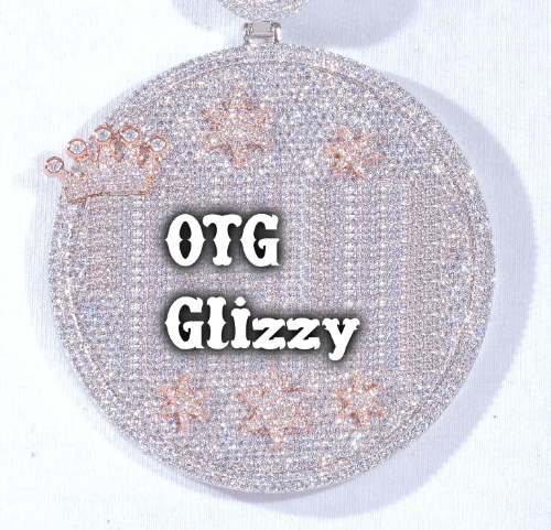 CUSTOM LETTER NECKLACE 3D BIG CROWN DISC