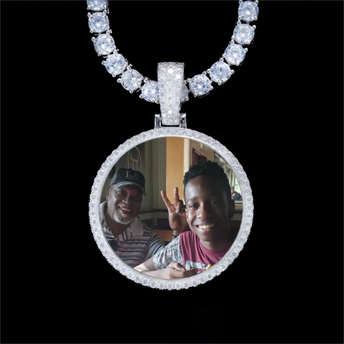 925S & VVS Moissanite 3D Circle Custom Picture Pendant