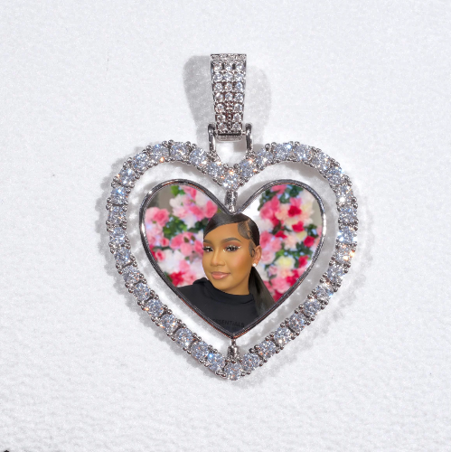 3D Spinning 2-Faced Heart Custom Picture Pendant