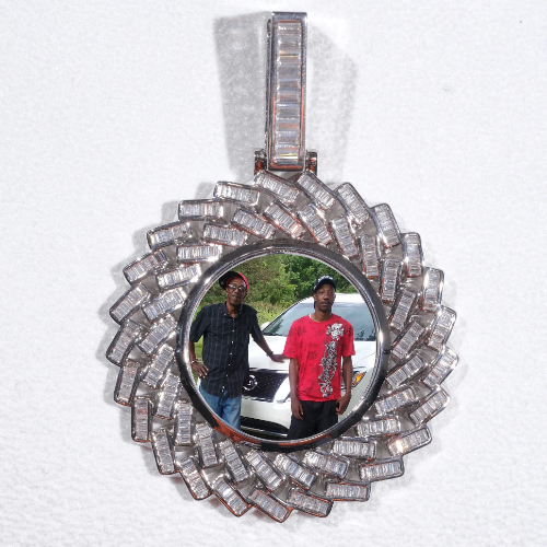 Large 3D Baguette Custom Picture Pendant
