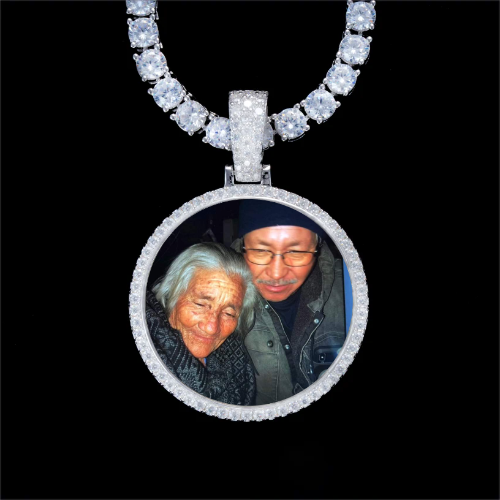 925S & VVS Moissanite 3D Circle Custom Picture Pendant