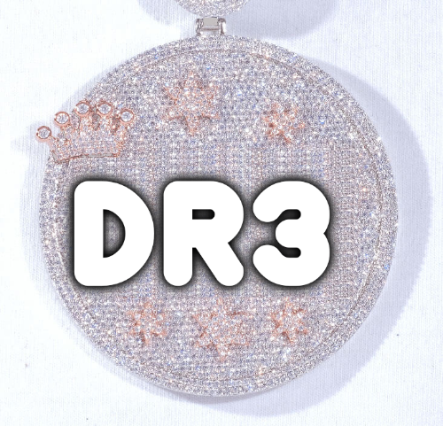 CUSTOM LETTER NECKLACE 3D BIG CROWN DISC