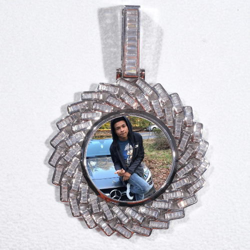Large 3D Baguette Custom Picture Pendant