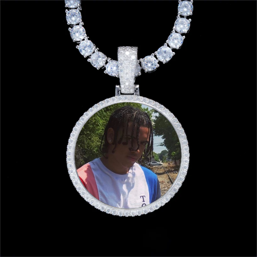 925S & VVS Moissanite 3D Circle Custom Picture Pendant
