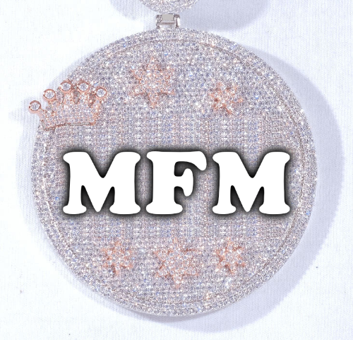 CUSTOM LETTER NECKLACE 3D BIG CROWN DISC