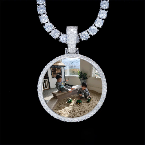 925S & VVS Moissanite 3D Circle Custom Picture Pendant