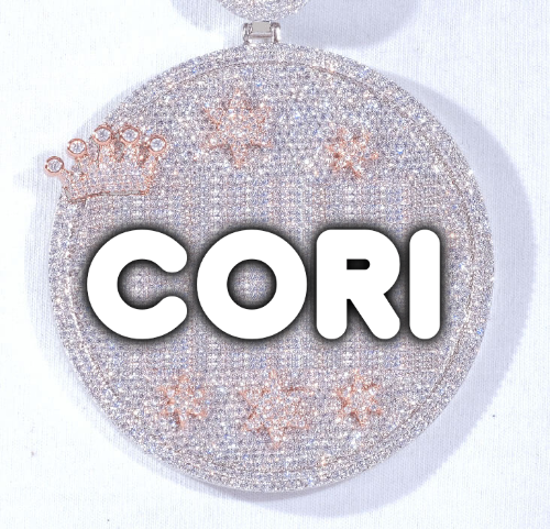 CUSTOM LETTER NECKLACE 3D BIG CROWN DISC