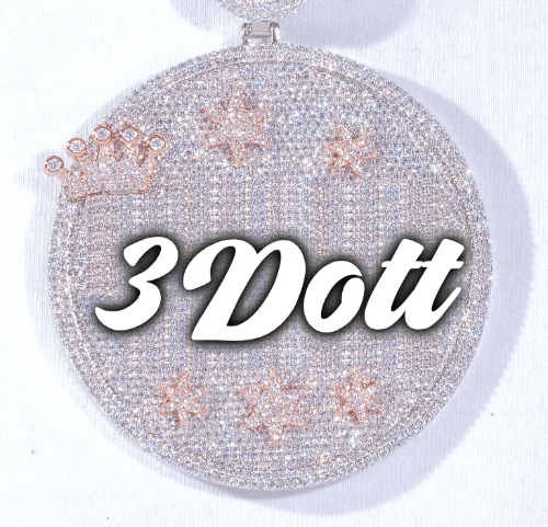 CUSTOM LETTER NECKLACE 3D BIG CROWN DISC