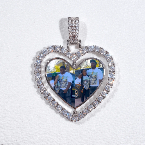3D Spinning 2-Faced Heart Custom Picture Pendant