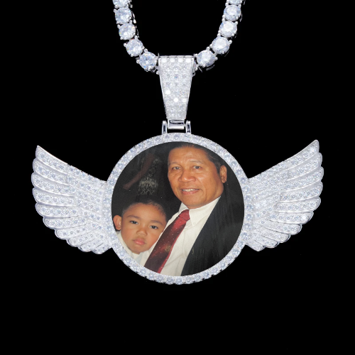 925S & VVS Moissanite 3D Wing Custom Picture Pendant