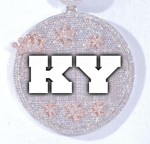CUSTOM LETTER NECKLACE 3D BIG CROWN DISC