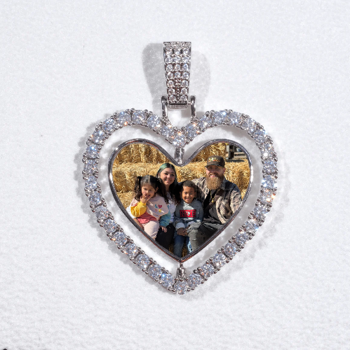 3D Spinning 2-Faced Heart Custom Picture Pendant