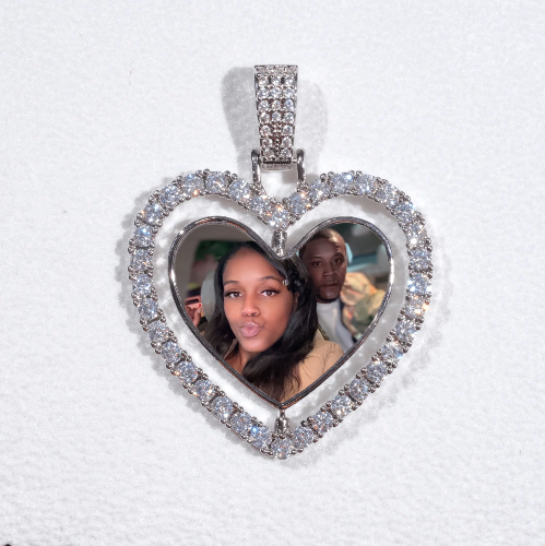 3D Spinning 2-Faced Heart Custom Picture Pendant
