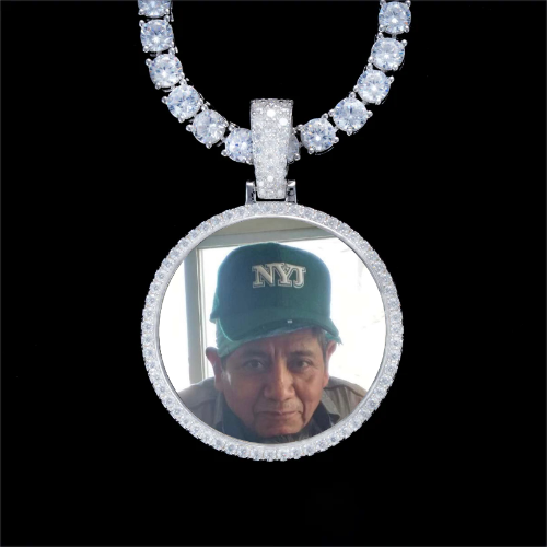 925S & VVS Moissanite 3D Circle Custom Picture Pendant