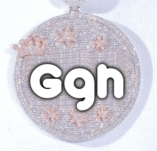 CUSTOM LETTER NECKLACE 3D BIG CROWN DISC