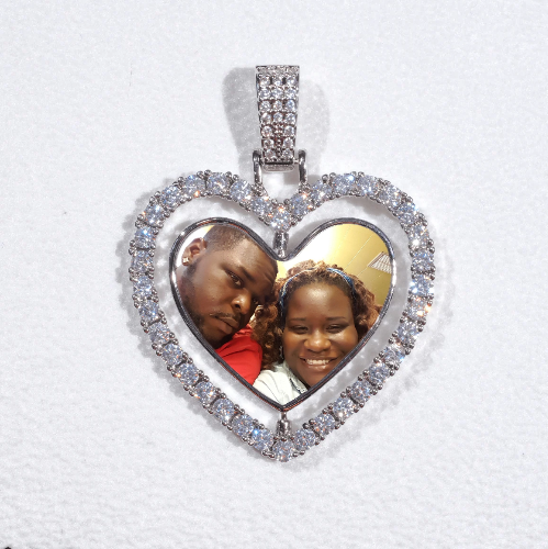 3D Spinning 2-Faced Heart Custom Picture Pendant