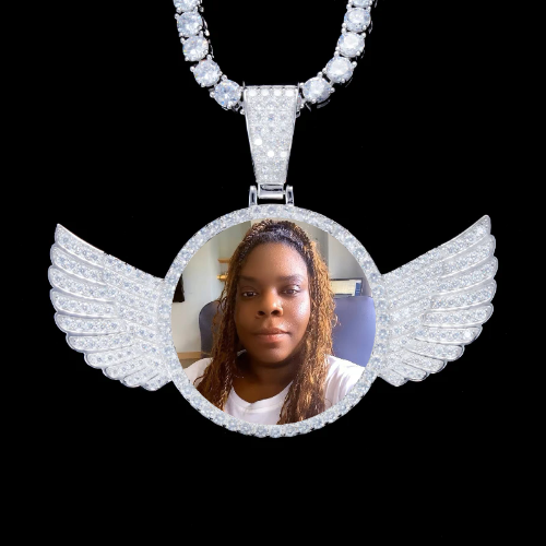 925S & VVS Moissanite 3D Wing Custom Picture Pendant