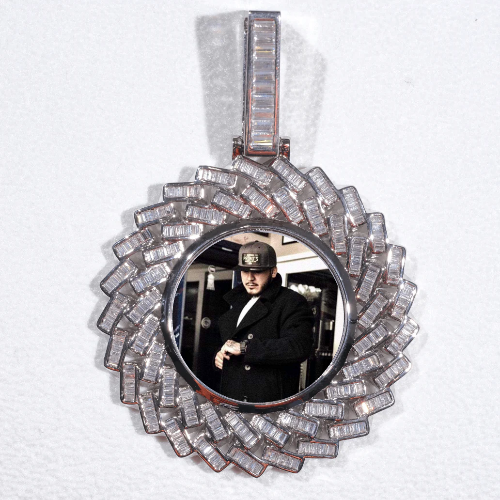 Large 3D Baguette Custom Picture Pendant