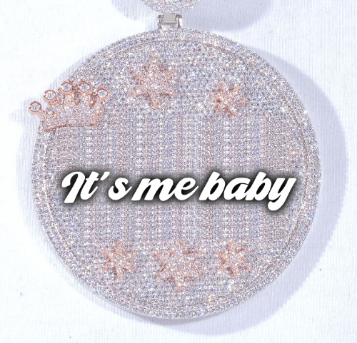 CUSTOM LETTER NECKLACE 3D BIG CROWN DISC
