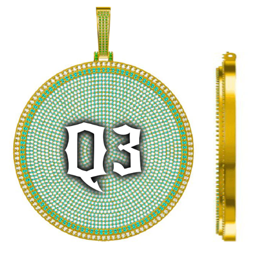 CUSTOM LETTER NECKLACE 3D BIG DISC