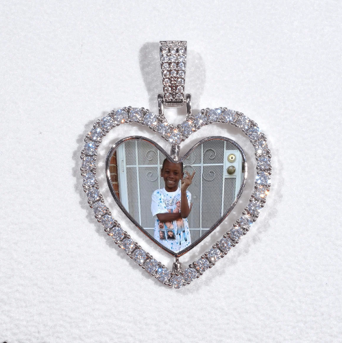 3D Spinning 2-Faced Heart Custom Picture Pendant