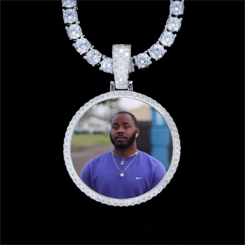 925S & VVS Moissanite 3D Circle Custom Picture Pendant