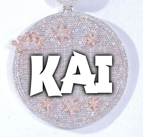 CUSTOM LETTER NECKLACE 3D BIG CROWN DISC