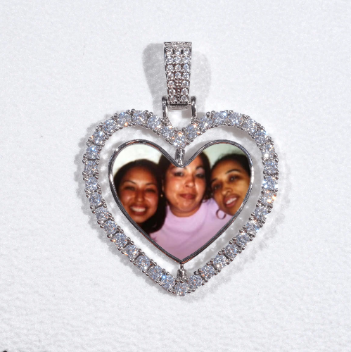 3D Spinning 2-Faced Heart Custom Picture Pendant