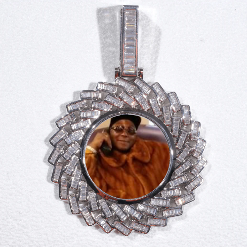Large 3D Baguette Custom Picture Pendant