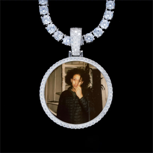 925S & VVS Moissanite 3D Circle Custom Picture Pendant