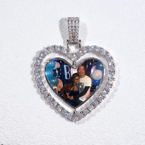 3D Spinning 2-Faced Heart Custom Picture Pendant