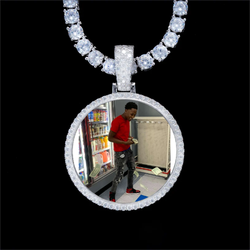 925S & VVS Moissanite 3D Circle Custom Picture Pendant