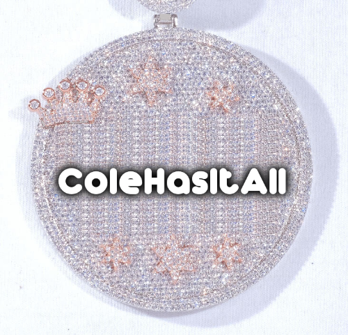 CUSTOM LETTER NECKLACE 3D BIG CROWN DISC