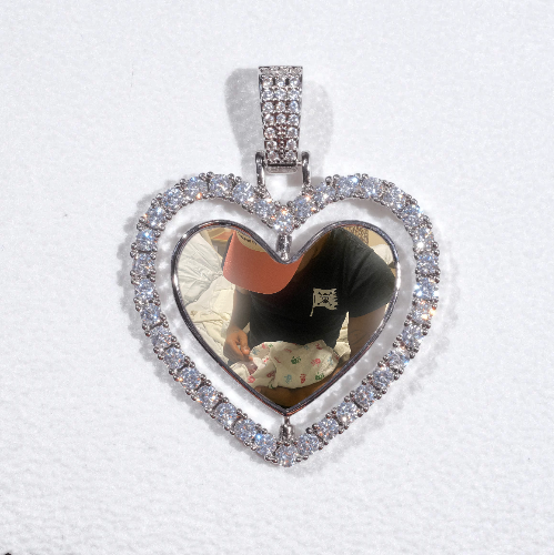 3D Spinning 2-Faced Heart Custom Picture Pendant