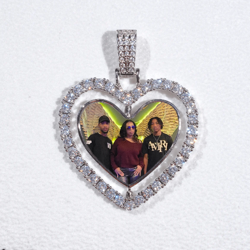 3D Spinning 2-Faced Heart Custom Picture Pendant