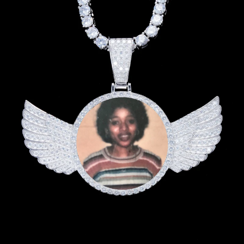 925S & VVS Moissanite 3D Wing Custom Picture Pendant