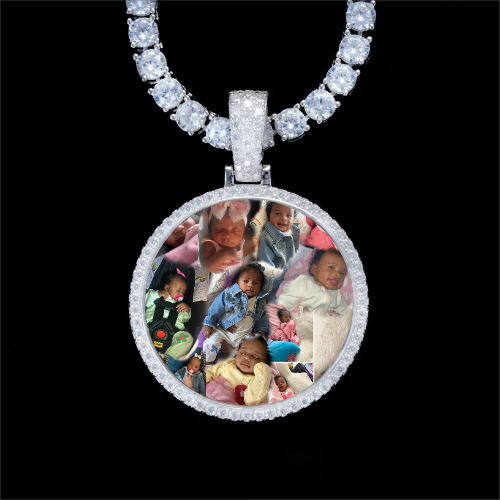 925S & VVS Moissanite 3D Circle Custom Picture Pendant