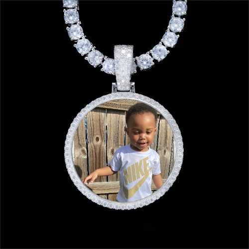 925S & VVS Moissanite 3D Circle Custom Picture Pendant