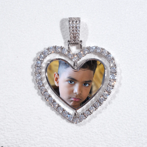 3D Spinning 2-Faced Heart Custom Picture Pendant