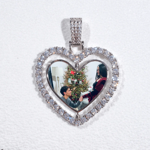 3D Spinning 2-Faced Heart Custom Picture Pendant