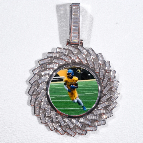 Large 3D Baguette Custom Picture Pendant