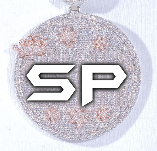 CUSTOM LETTER NECKLACE 3D BIG CROWN DISC