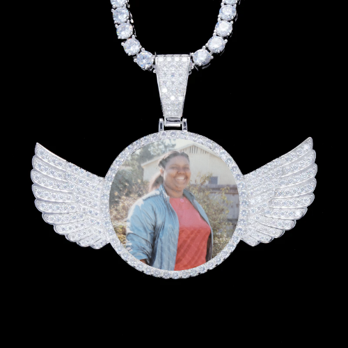 925S & VVS Moissanite 3D Wing Custom Picture Pendant