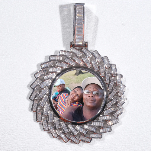 Large 3D Baguette Custom Picture Pendant