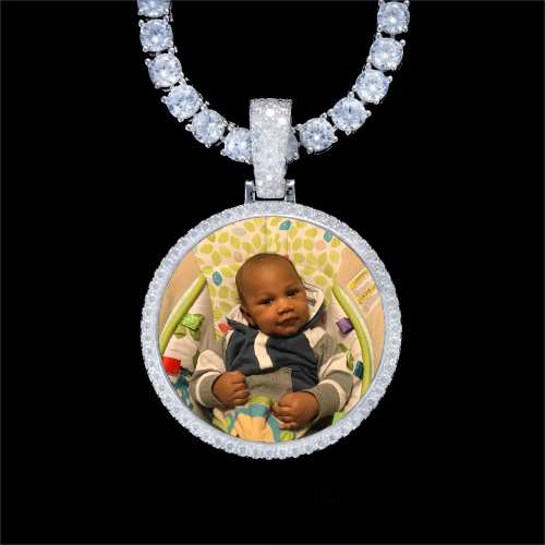 925S & VVS Moissanite 3D Circle Custom Picture Pendant