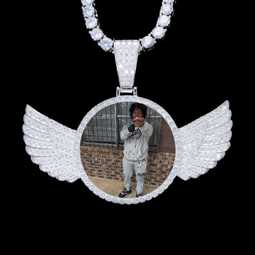 925S & VVS Moissanite 3D Wing Custom Picture Pendant