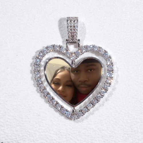 3D Spinning 2-Faced Heart Custom Picture Pendant
